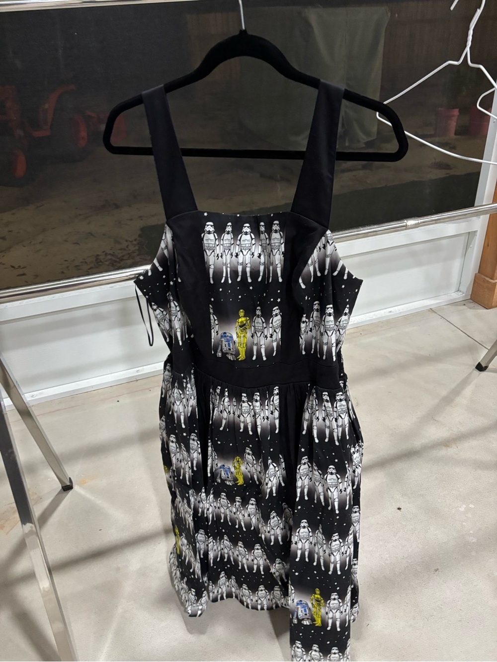 Disney Black Midi Dress with Stormtrooper Print and Yellow & White Accents